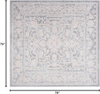 SAFAVIEH Reflection Collection Area Rug - 6'7" Square, Light Grey & Cream, Non-Shedding & Easy Cleaning, Ideal for Living Room, Bedroom (RFT665C)