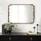 Kate and Laurel Brazelton Rounded Rectangle Ornate Traditional Mirror; 20 x 27; Gold; Ornamental Round Rectangular Classic Framed Wall Mirror