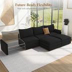 Vesgantti 108" U Shaped Sectional Couch, Comfy Cloud Modular Sectional Sofa with 2 Ottoman Deep Seat Chenille Modern Cloud Sofa, Modular Sofas for Living Room, Bedroom and Apartment, Black