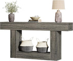 Tribesigns 63-Inch Long Console Table, 2-Tier Entryway Table Sofa Table with Storage, Farmhouse Wood Behind Couch Table for Living Room, Hallway, Rustic Gray