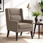 High Back Accent Chair, Fabric Living Room Chairs, Comfy Upholstered Armchair with Wooden Legs for Living Room, Bedroom, Apartment (1, Brown)