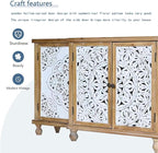 Accent Cabinet with 4 Doors, Hollow Carved Storage Sideboard, Wood Buffet Cabinet for Living Room, Dining Room, Entryway (4-Door 3 Compartment)