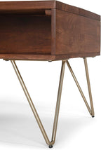 SIMPLIHOME Hunter Lift Top Coffee Table - 48 inch Wide Solid Mango Wood and Metal Industrial Cocktail Table in Umber Brown, Functional Living Room Table with 2 Storage Cubbies and Hairpin Legs