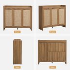 SICOTAS Shoe Storage Cabinet, 30 Pairs Rattan Shoe Cabinet Storage for Entryway, 6-Tier 41" Tall Large Shoe Cabinet, Boho Farmhouse Cabinet with Doors for Entryway Hallway Living Room Closet