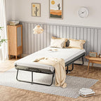 Greenvelly Folding Bed with Mattress,75" x 31" Foldable Beds for Adults, Roll Away-Bed with Mattress and Metal Frame for Home Office,Guest,Living Room