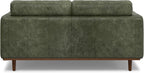 SIMPLIHOME Morrison 72-inch Wide Sofa in Moss Green Genuine Leather, Mid-Century Modern-Style Loveseat for Living Room, Single Bench Cushion, Removable Back Cushions, 2 Bolster Pillows