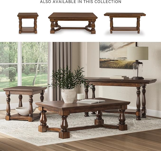 Signature Design by Ashley Sturlayne Classic End Table with Open Shelf, Light Brown