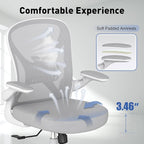 ZZH Ergonomic Office Chair Set of 4 with Adjustable Lumbar Support, Mesh Home Office Desk Chair with Wheels and Flip-up Arms, Grey