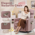 Power Swivel Recliner Chairs for Adults, Electric Glider Rocking Chair Nursery, Glider Recliner Nursery Chair with Classified Side Pocket, Nursery Rocking Chairs with USB and Type-C Ports