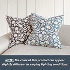 Foindtower Set of 2 Decorative Neutral Floral Throw Pillow Covers Accent Farmhouse Cushion Covers Boho Vintage Pillowcase for Couch Sofa Bedroom Living Room Home Decor,20×20 Inch,Dusty Blue