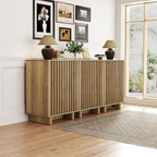 Sideboard Buffet Cabinet with Storage, Natural Freestanding Floor Cabinet Farmhouse Sideboard with 2 Fluted Doors Wooden Hallway Cabinet Media Console Table Credenza for Living Room Dining Room, 3PCS