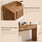 OKD 63'' Console Table with 3 Drawers, Farmhouse Entryway Table with Rounded Corners, Console Table Behind Couch for Living Room/Hallway-Light Knotty Oak