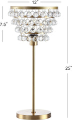 JONATHAN Y JYL9004B Buckingham 25" Crystal/Metal Table Lamp Modern Contemporary Bedside Desk Nightstand Lamp for Bedroom Living Room Office College Bookcase, Brass Gold