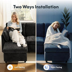 FLEXISPOT XB5 78" Pull Out Couch Bed with Storage Chaise, 2-in-1 Convertible Sofa Bed with USB Charging Ports, 3-Seater Sectional Sofa Couch for Living Room Apartment, Easy to Assemble(Dark Gray)