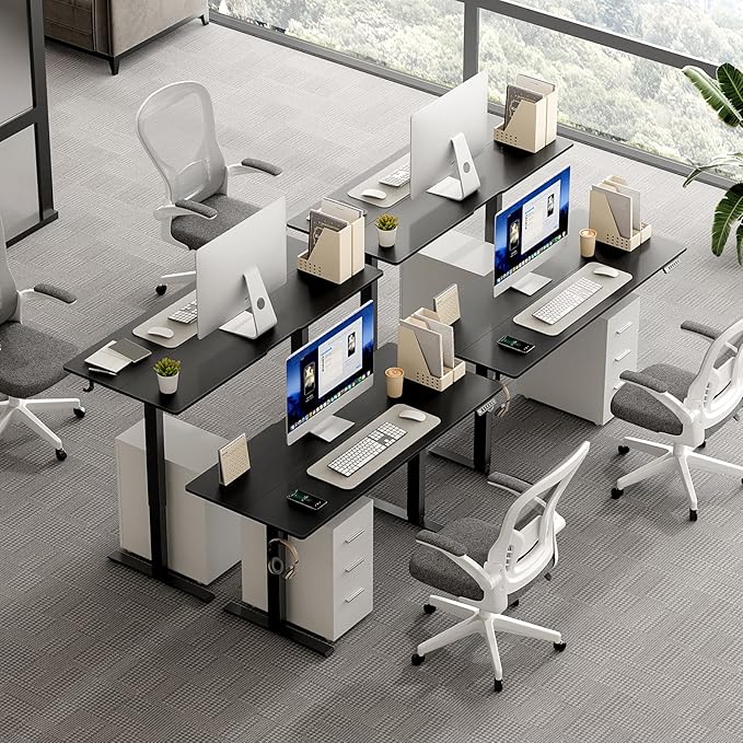 55 x 24 Inch Electric Standing Desk Adjustable Height, Sit Stand Desk, Stand up Desk for Home Office, Computer Workstation (Spliced Desktop,Black)