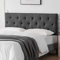 Linen Upholstered Headboard Twin Size, Diamond Tufting Solid Wood Twin XL Headboard Only, Adjustable Height from 37” to 51” Head Board, Dorm Bed Frame or Wall Mount Headboards, Dark Grey