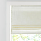 Madison Park Kyler Cordless Roman Shades - Single Panel, Lightweight Linen Blend Fabric, Natural Design, Easy Installation, Light Filtering Window Blind, Bedroom, Living Room Decor 29"W x 64"H Ivory