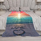 Love Ocean Beach Blanket - Gifts for Women, Men, Loved Ones - Soft Warm Cozy Fleece Throw for Kids, Adults - Couch, Sofa, Bed - 40"x50"