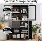 IRONCK Bookcase with Doors, Bookcases and Bookshelves with Drawers, 5 Tier Book Shelf with Acrylic Doors, Display Shelf for Living Room, Home Office, Study, Black