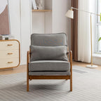 Mid-Century Accent Chair Set of 2,Linen Fabric Lounge Chair with Wide Armrest,Linen Fabric Armchair withLumbar Pillow & Solid Wood Frame for Living Room, Bedroom, Balcony(Light Gray)