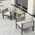 Corinth 3-Piece Aluminum Patio Conversation Set - Outdoor, Porch, Balcony, Yard, Gardern, All Weather, 2 Comfortable Sofa and 1 Coffee Table, White
