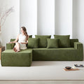 101" Boneless Couches for Living Room, Fully Memory Foam Sofa with Deep Seat, L Shape Sectional Couch Velvet Fabric, Compressed Sofa in a Box,No Assembly Required (Green)