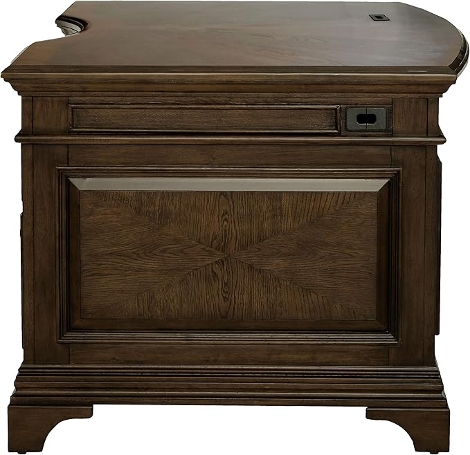 Coaster Home Furnishings - Hartshill - Wood - 72-Inch 7-Drawer Executive Desk with 2 Lockable File Cabinets, Removable Dividers, and Bronze Hardware - Home Office - Burnished Oak - 881281