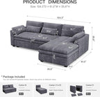 Belffin Large Modular Sectional Sofa with Deep Chaise, 104" Corduroy L Shaped Couch with 9" Soft Dual-Layer Seats Cushion for Living Room, Apartment, Light Grey