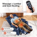 MCombo Triple Motor Power Lift Recliner Chair with Massage and Dual Heating, Adjustable Headrest for Elderly People, Faux Leather 7632 (Blue, Medium)