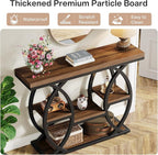Tribesigns 39.4" Console Table, Industrial 4-Tier Sofa Table Entryway Table with Storage Shelves, Narrow Wood Accent Tables with Metal Frame for Small Spaces, Hallway, Foyer, Rustic Brown