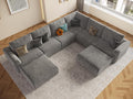 EASE MOOSE Oversized Sectional Cloud Couch, 8-Seat Modular Couch Set, Corner V-Shaped Deep-Seat Boneless Sofa, No-Assembly Chenille Sofa for Living Room, Light Grey