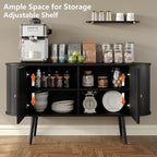 Furniouse 54.4''W Buffet Cabinet with Storage Fluted Sideboard Cabinet with Doors & 4 Shelf Storage for Living Room, Hallway, Kitchen, Black