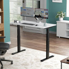 3 Stages Dual Motor Electric Standing Desk with One Piece Desktop, 48 x 24 Inch Adjustable Height Sit to Stand Up Desk for Home Office, Work & Study, Black Frame & Brown Desktop (2 Packages)