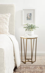 Kate and Laurel Solvay Round Metal and Wood Side Table, 16 x 16 x 24, Walnut and Antique Brass, Mid-Century Modern Bedroom Nightstand Table with Solid Mango Wood Tabletop and Iron Base