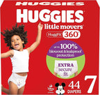 Huggies Size 7 Baby Diapers, Little Movers HuggFit 360° Baby Diapers with 360° Waistband, Size 7 (41+ lbs), 44 Count, Packaging May Vary