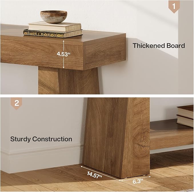 Tribesigns 63-Inch TV Stand for 55/60/65/70-Inch TVs, Farmhouse Entertainment Center with 2-Tier Storage Shelf, Long Wooden Media Console Table for Living Room, Bedroom, Brown