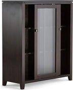 SIMPLIHOME Cosmopolitan SOLID WOOD 36 Inch Wide Contemporary Medium Storage Cabinet in Mahogany Brown, For the Living Room, Entryway and Family Room