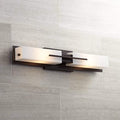 Possini Euro Design Midtown Modern Wall Light Bronze Metal Hardwired 23 1/2" 2-Light Fixture White Glass Shade for Bedroom Bedside Bathroom Vanity Living Room Hallway Dining House Home Kitchen