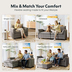 FLEXISPOT SF6 Cloud Sectional Couch for Living Room with Reversible Ottoman, 100.4" L-Shaped Modular Sectional Sofa with Storage, 3-Seater Comfy Sofa Couch for Apartment, Chenille Gray