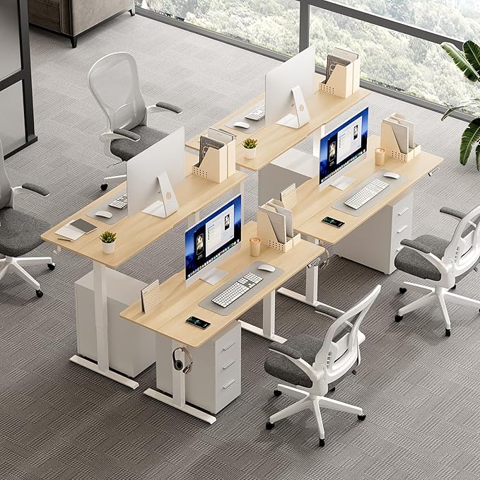 48 x 24 Inch Electric Standing Desk Adjustable Height, Sit Stand Desk, Stand up Desk for Home Office, Computer Workstation (Spliced Desktop,Oak)