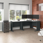 Bush Business Furniture Series A 48W Corner Desk with 36W Return and Mobile File Cabinet in Slate and White Spectrum
