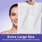 Disposable Face Towels, 10"×12" XL Face Towelette Disposable, Soft Makeup Remover Dry Wipes, Thick Facial Tissue for Women Cleansing, Skin Care, 50 Count (2 Pack)