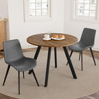 34.6'' Dining Table and Chairs for 2, Mid Century Modern Round Table Set, Space Saving for Apartment Kitchen Dining Room (Walnut Table+2 Grey Chairs)