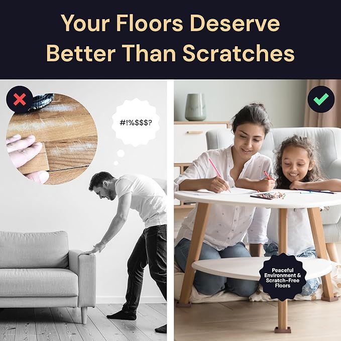 CasterMaster Non Slip Furniture Pads for Hardwood Floors - 3x3 Black Round Caster Cups - Rubber Feet for Furniture - Anti Slip Couch Stoppers to Prevent Sliding - Floor Protectors (Set of 4)