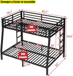 Latest Upgrade & Stronger Steel Full XL Over Queen Bunk Bed, Heavy Duty Thickened More Rust-Proof Metal Bunk Queen Bed with Enhanced Legs & Slats (Easier Assembly) (Full XL Over Queen)