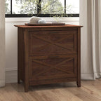 Bush Furniture Key West 2 Drawer Lateral File Cabinet in Bing Cherry, Document Storage for Home Office, Accent Chest with Drawers