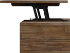 SIMPLIHOME Clarkson Lift Top Coffee Table - 48 inch Wide Solid Acacia Wood Mid-Century Cocktail Table in Rustic Natural Aged Brown, Stylish Living Room Table with Storage Compartment and Open Shelf
