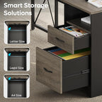 Bestier L Shaped Desk with 4 Drawers, 63" x 47" Executive Desk with Open Storage & Monitor Stand, Corner Desk with 2 File Drawers & Modesty Panel for Home Office, Gray