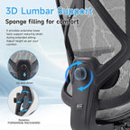 Ergonomic Office Chair with Lumbar Support, 3D Adjustable Armrest, Mesh Home Office Desk Chairs, Swivel Computer Chair, High Back Reclining Executive Office Chair,400lbs Capacity (Black/Grey)