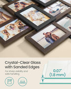 SONGMICS 4x6 Collage Picture Frames, 12-Pack Photo Collage Frame for Wall Decor, Glass Front, Assembly Required,Christmas Gift, Maroon Brown, Heather Greige, Ash Black URPF022M01